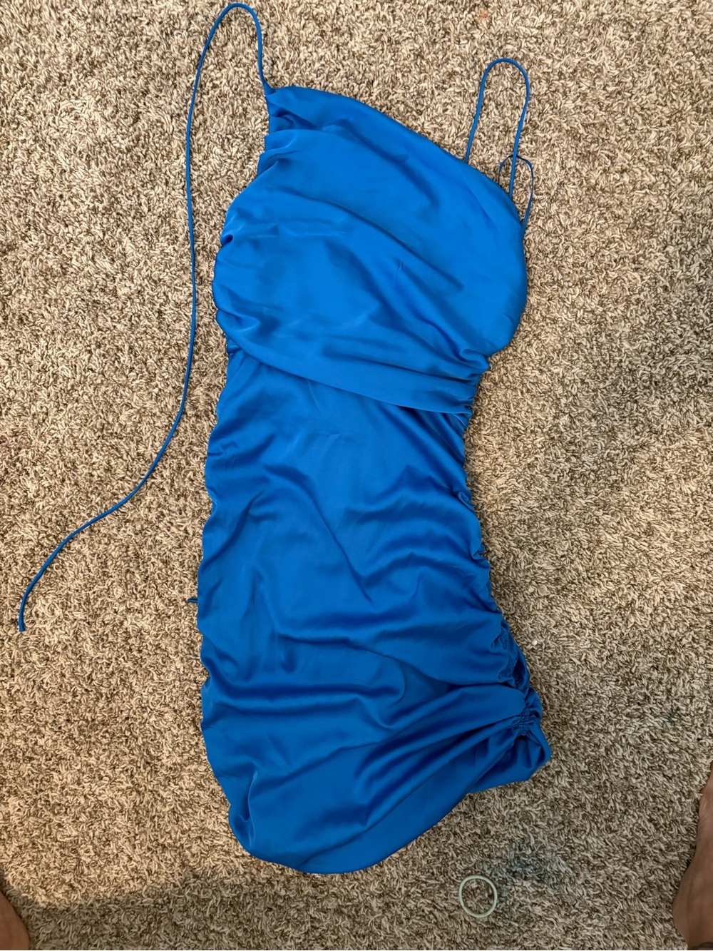 DO+BE Cobalt Blue Ruched Midi Slip Dress